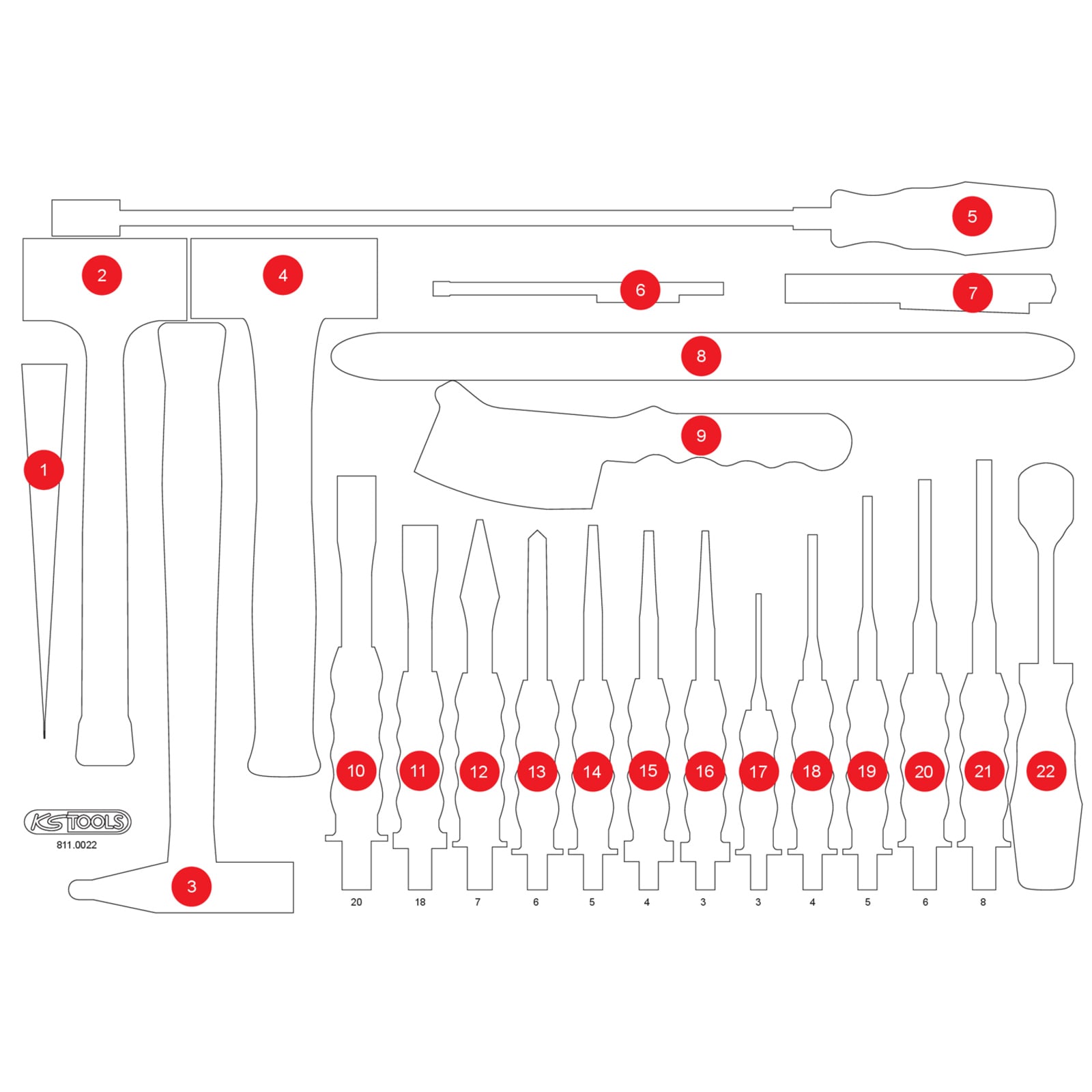 KS TOOLS leere Schaumstoffeinlage zu 811.0022 - 811.0022-97