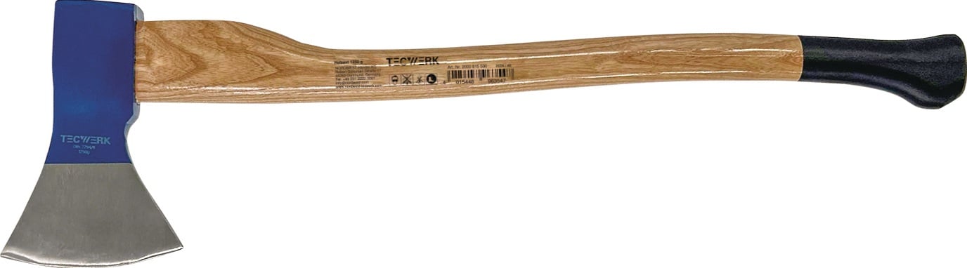 Holzaxt Rheinische Form 1600g stahlgeschmiedet Eschenkuhfuß TECWERK