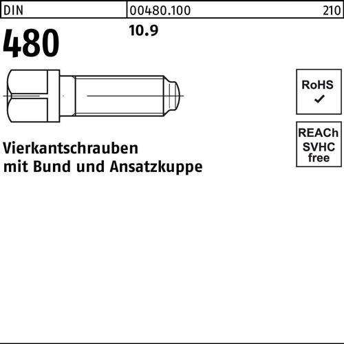Vierkantschraube DIN 480 Bund/Ansatzkuppe M12x 50 10.9 25 Stück
