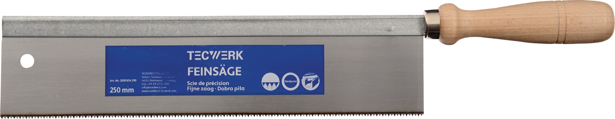 Feinsäge Blatt-L250xB60mm feine Schnitte in HO a.Buche STA C75 ger.TECWERK