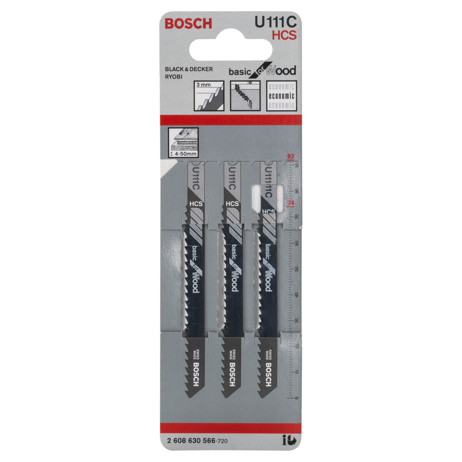 Bosch 3x Stichsägeblatt U 111 C Basic for Wood - 2608630566