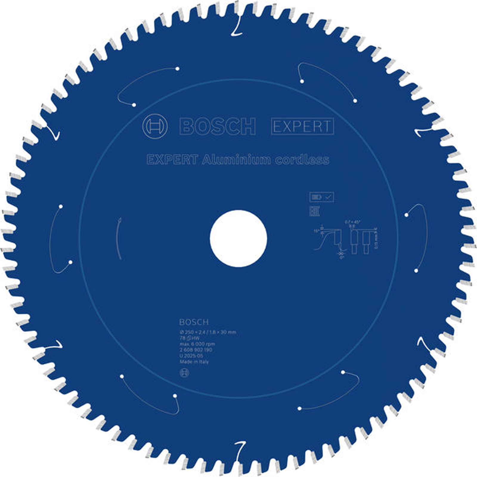 Bosch EXPERT Aluminium Kreissägeblatt 250x30 mm Z78 - 2608902190