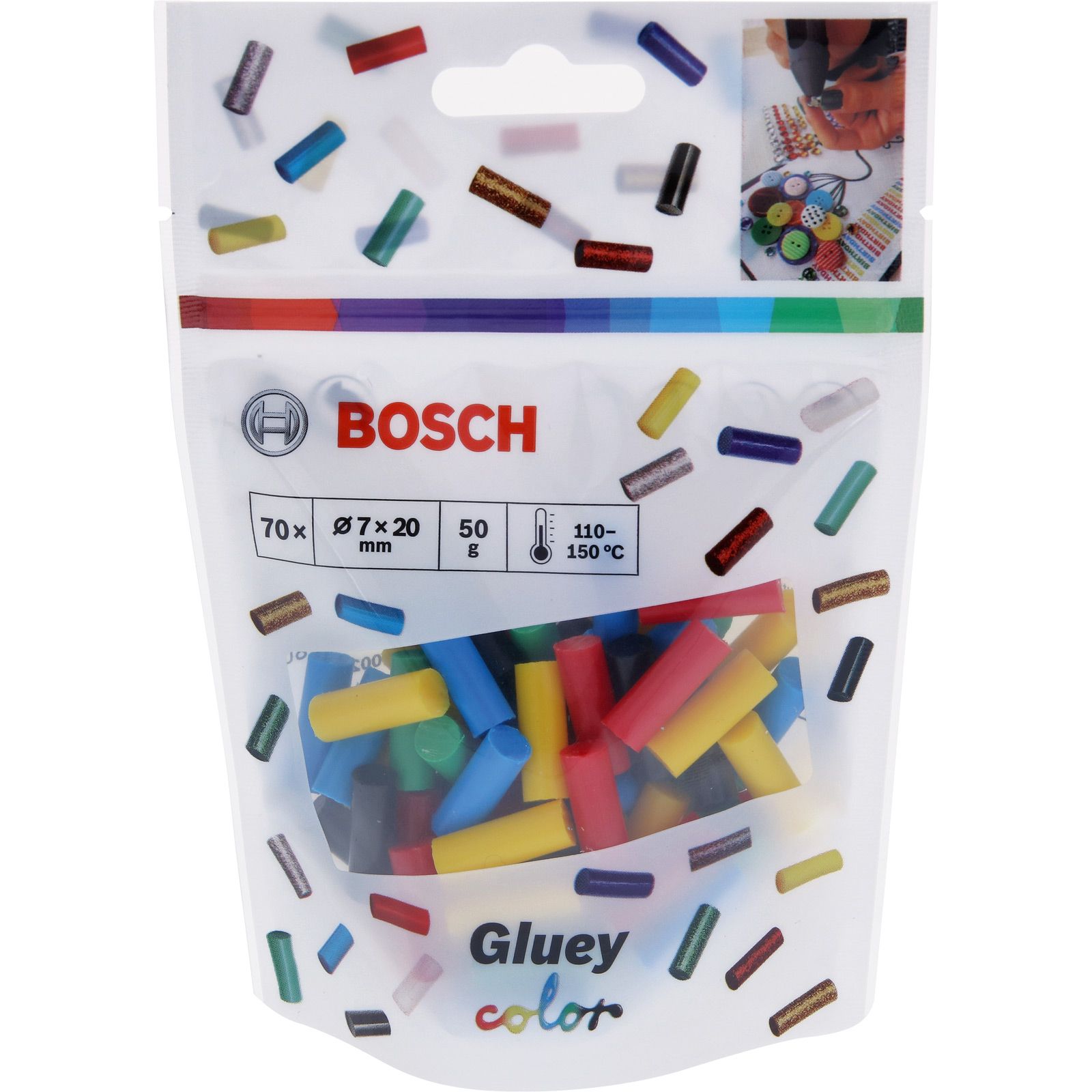 Bosch 70x Klebesticks Gluey Farb-Mix - 2608002005