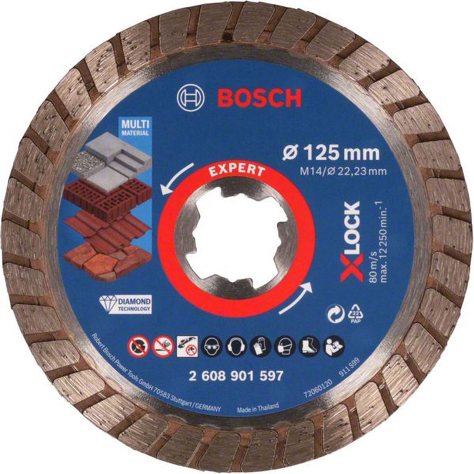 Bosch EXPERT MultiMaterial X-LOCK Diamanttrennscheiben 125 x 22,23 x 2,4 x 12 mm - 2608901597