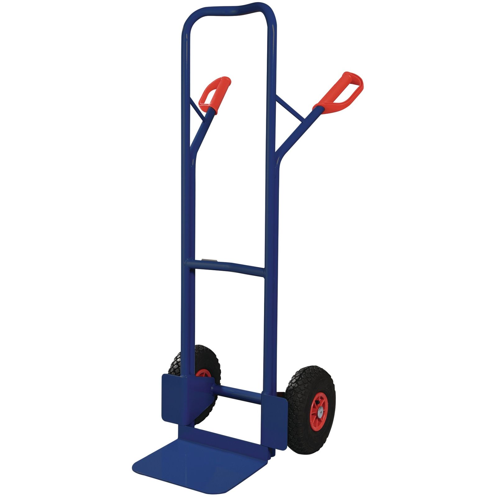 Stapelkarre H.1300mm Schaufel-L250xB320mm Luft-Bereifung Trgf.300kg blau TECWERK