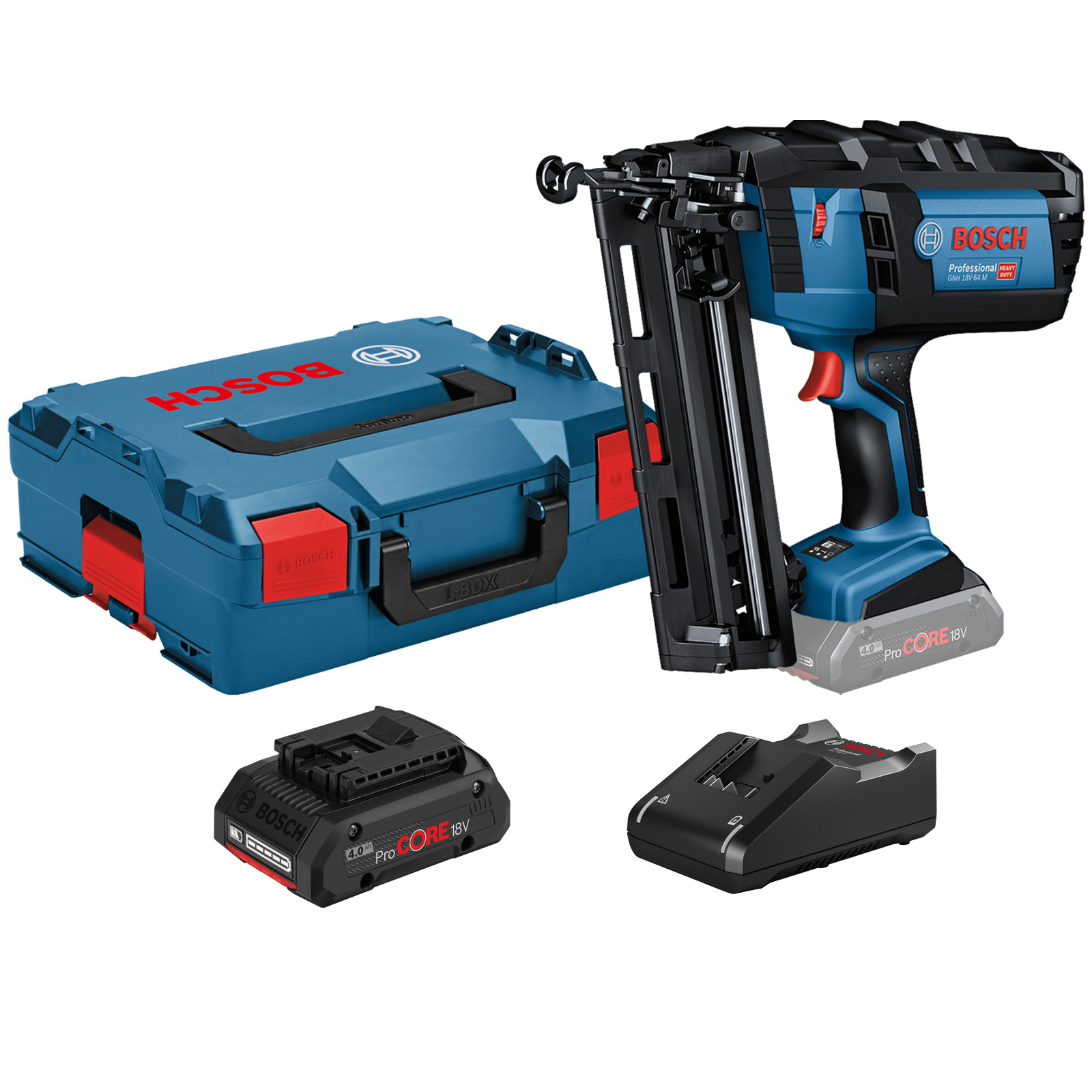 Bosch Akku-Nagler GNH 18V-64 M / 1x 4,0 Ah ProCORE Akku + Ladegerät in L-Boxx - 0601481003
