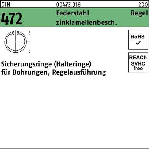 Sicherungsring DIN 472 35x 1,5 Federstahl zinklamellenb. Regelausf. 1000 Stück