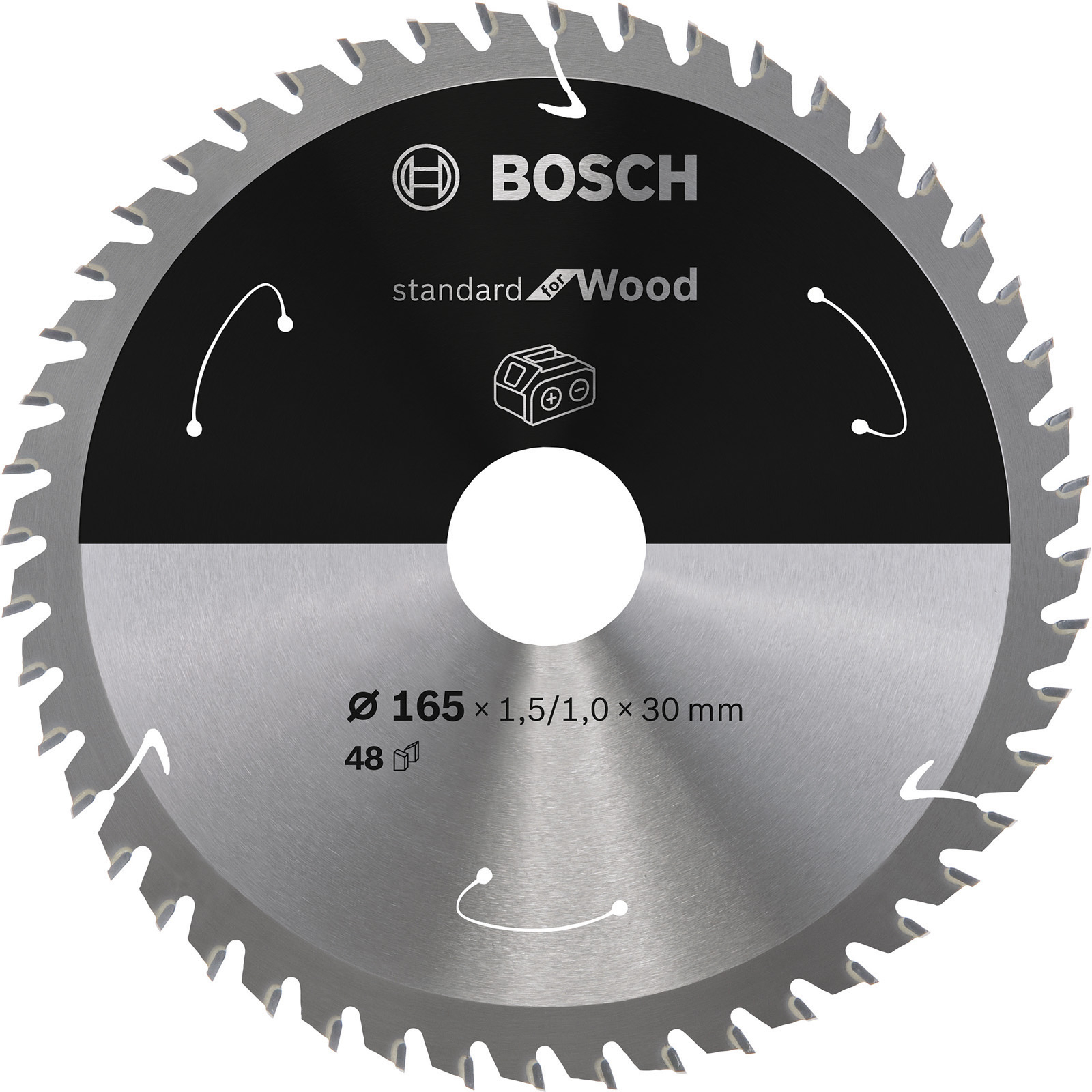 Bosch Kreissägeblatt Standard for Wood, 165 x 1,5/1,0 x 30, 48 Zähne - 2608837689