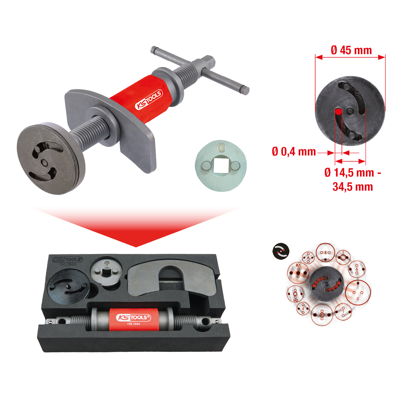 KS TOOLS Universal Bremskolben-Rückstell-Werkzeug-Satz 4tlg. - 150.1965