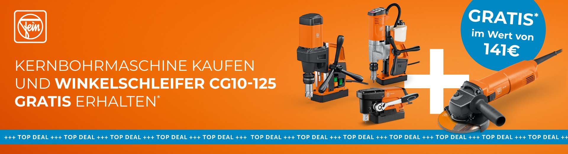 Fein Kernbohrmaschine kaufen und Winkelschleifer CG10-125 gratis erhalten