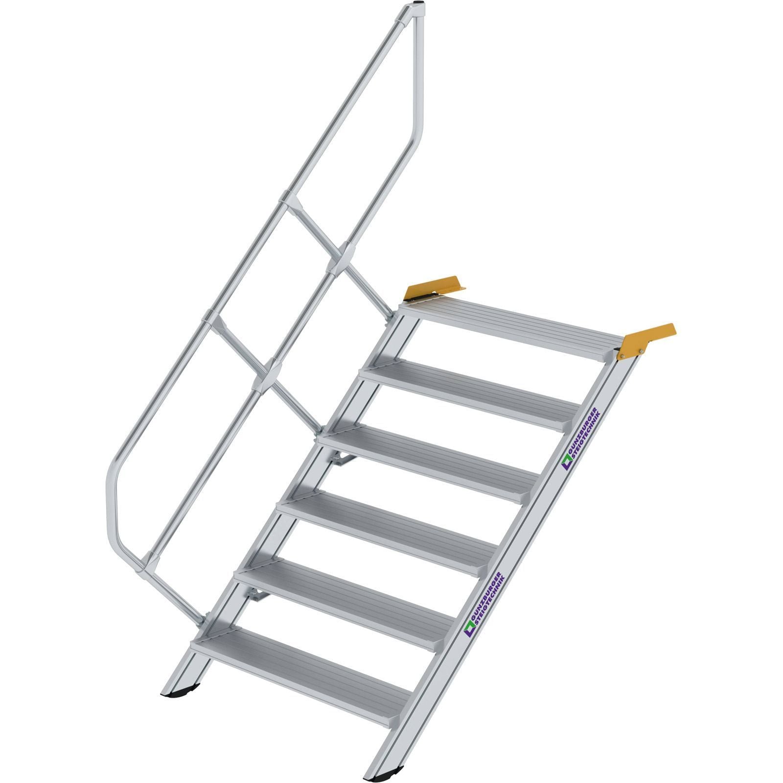 Günzburger Steigtechnik Treppe 45° Stufenbreite 1.000 mm 6 Stufen Aluminium geriffelt - 600346