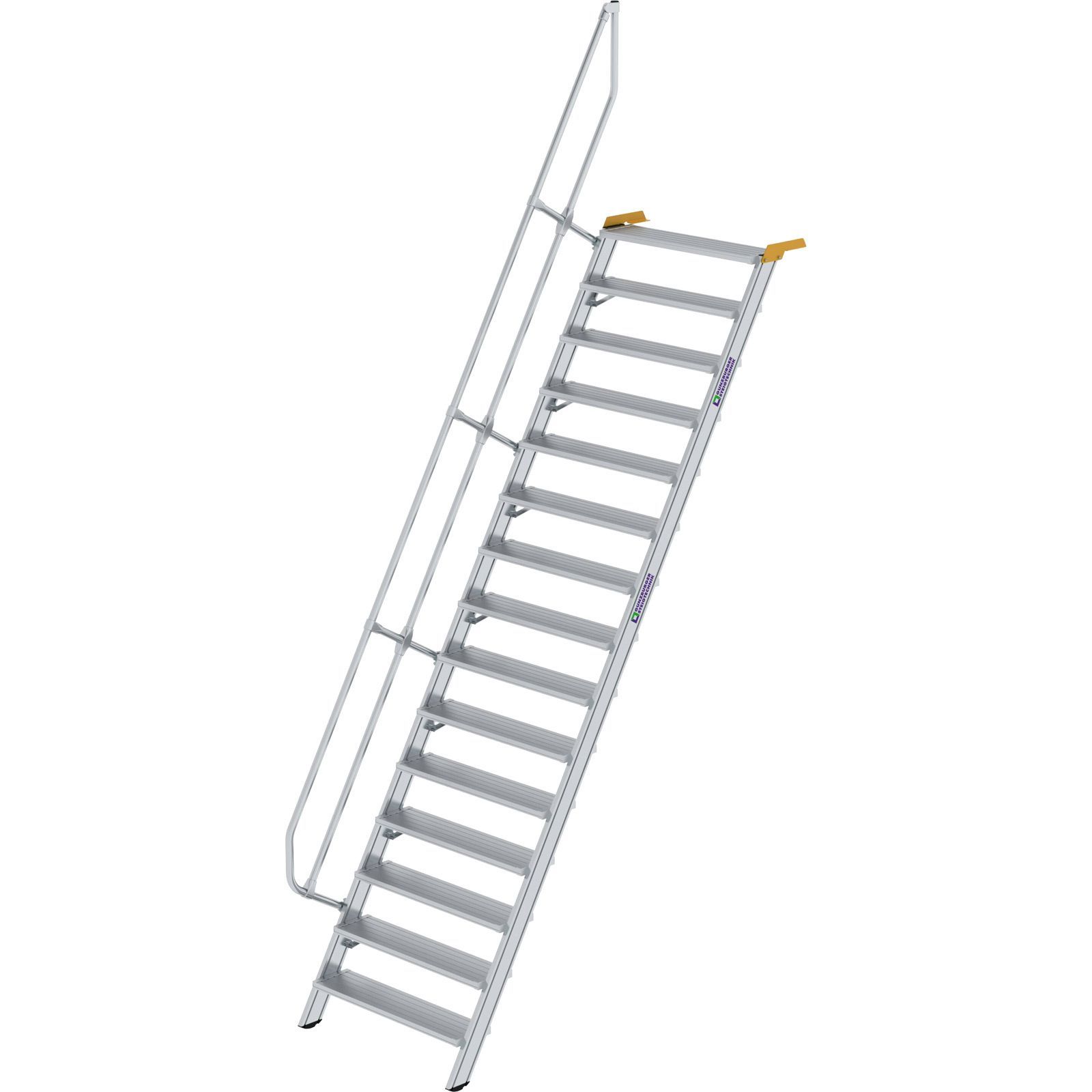 Günzburger Steigtechnik Treppe 60° Stufenbreite 1.000 mm 15 Stufen Aluminium geriffelt - 600335