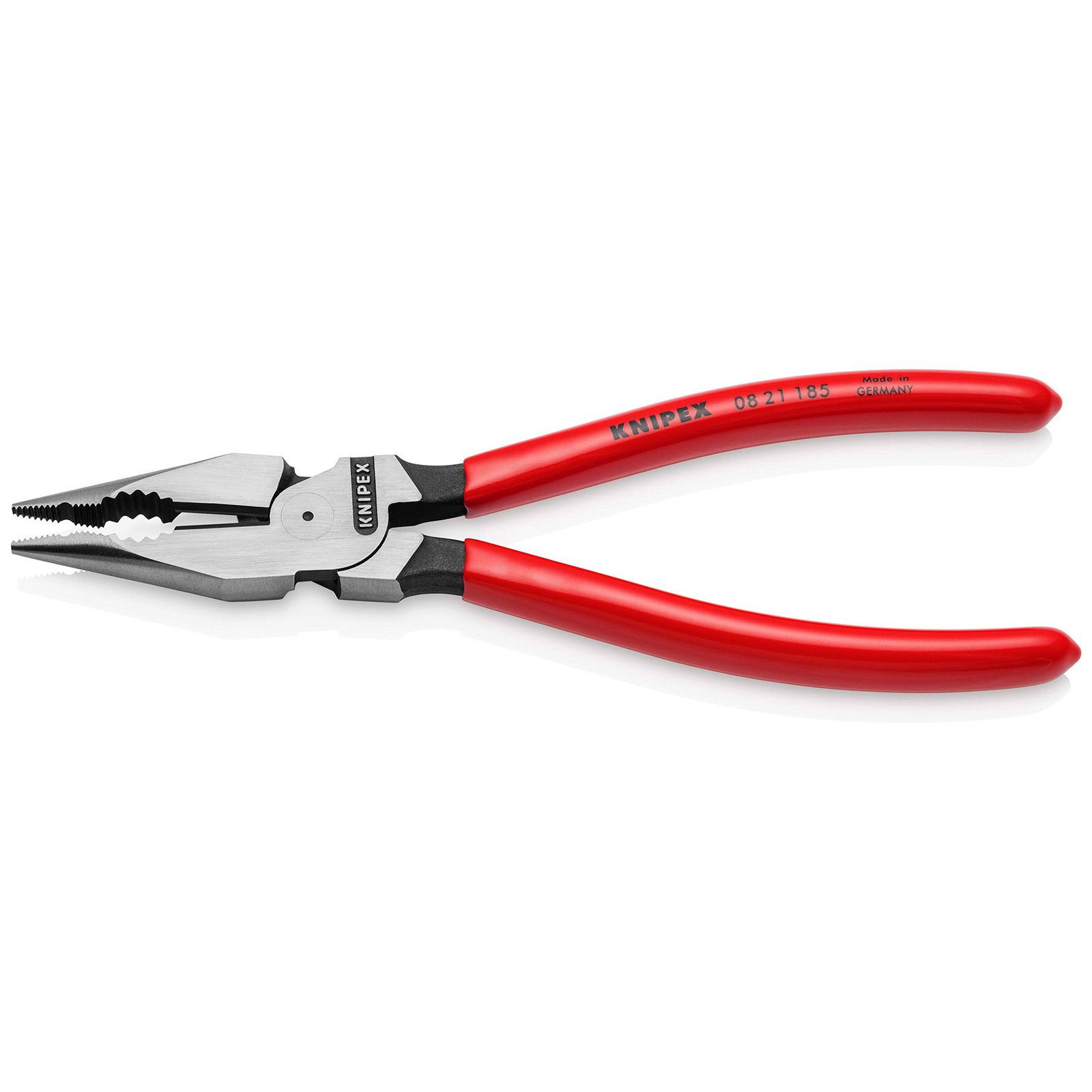 Knipex Spitz-Kombizange mit Kunststoff überzogen schwarz atramentiert 185 mm - 0821185