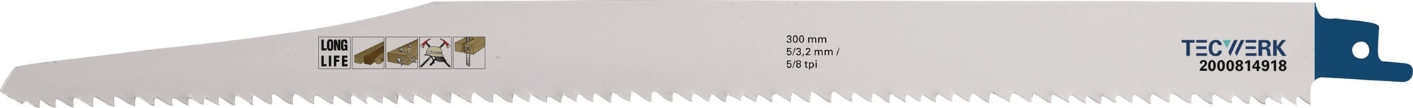 Säbelsägeblatt L.300mm B.22mm TPI 5/8 5/3,2mm 3 St./Karte TW