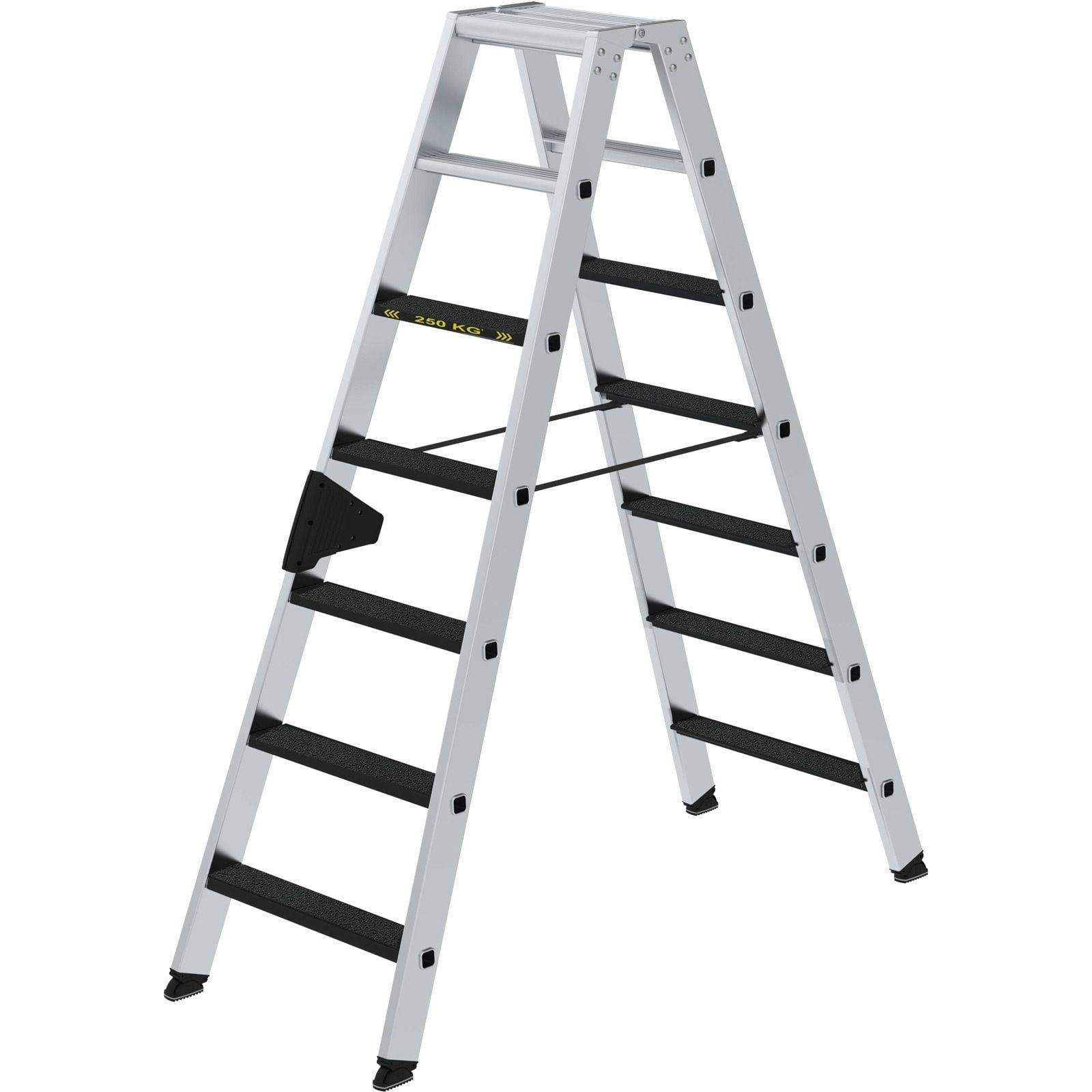 Günzburger Steigtechnik Stufen-Stehleiter 250 kg beidseitig begehbar mit clip-step R13 2 x 7 Stufen - 043807
