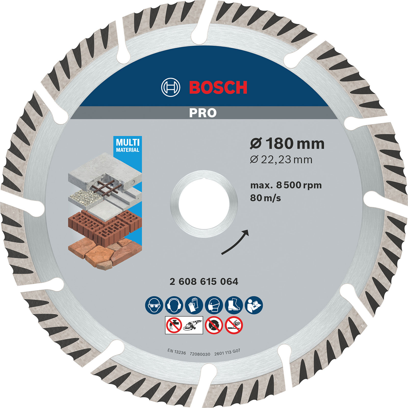 Bosch PRO Multi Material Diamanttrennscheibe 180 x 22,23 mm - 2608615064
