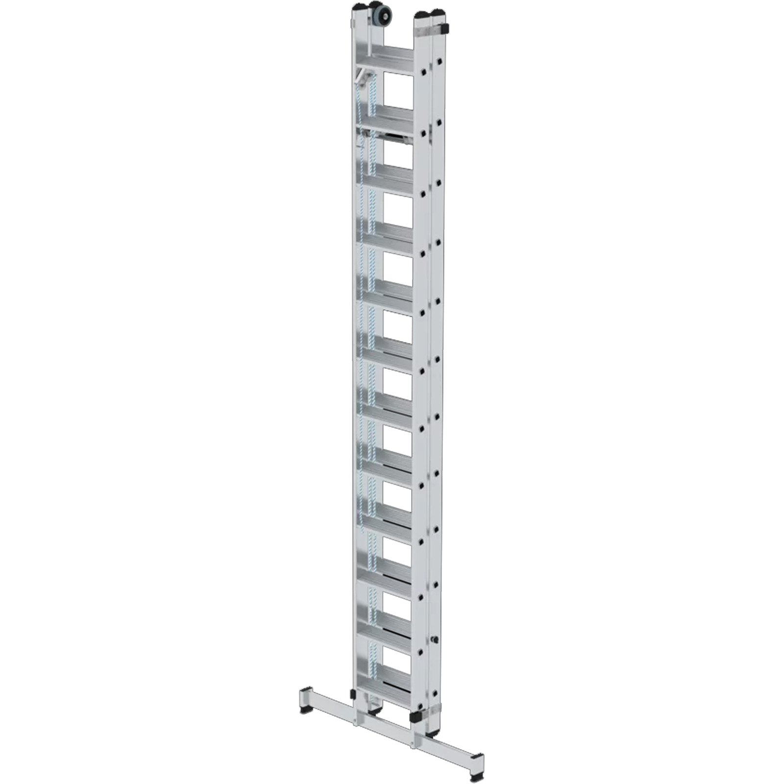 Günzburger Steigtechnik Stufen-Seilzugleiter 2tlg. mit nivello-Traverse 2 x 12 Stufen - 040684