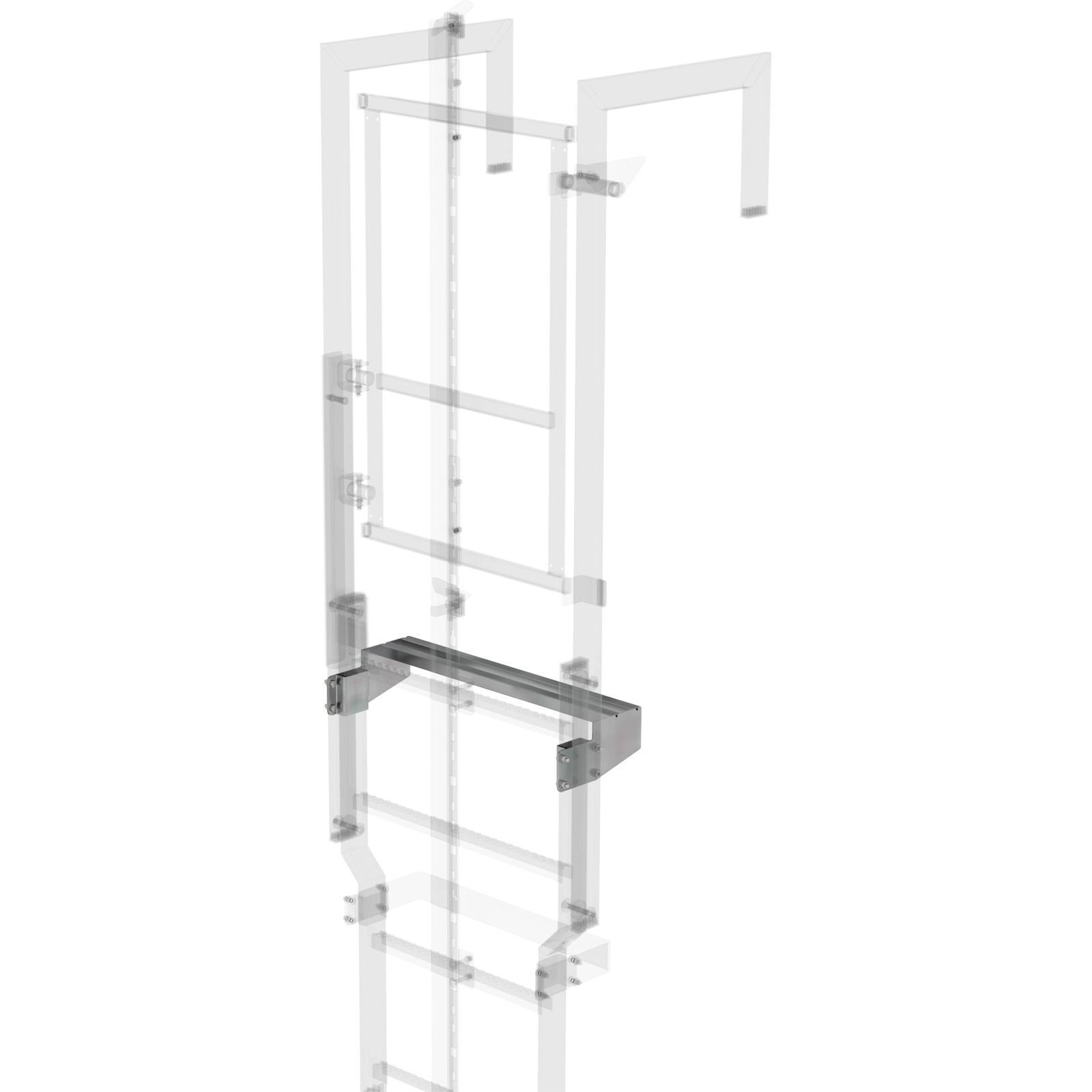 Günzburger Steigtechnik Ausstiegstritt Stahl-verzinkt 620 mm Spaltbreite 150 mm - 063972