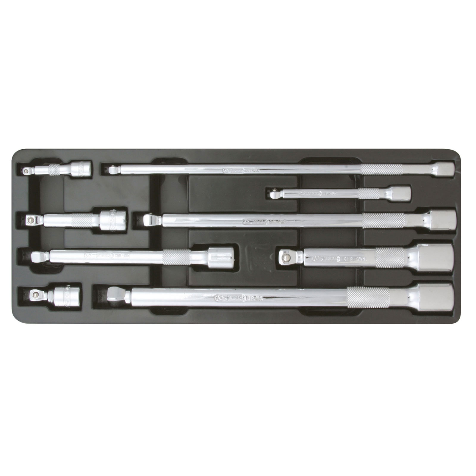 KS TOOLS 1/4"+3/8"+1/2" CHROMEplus Kipp-Verlängerungs-Satz 9tlg. - 918.0009