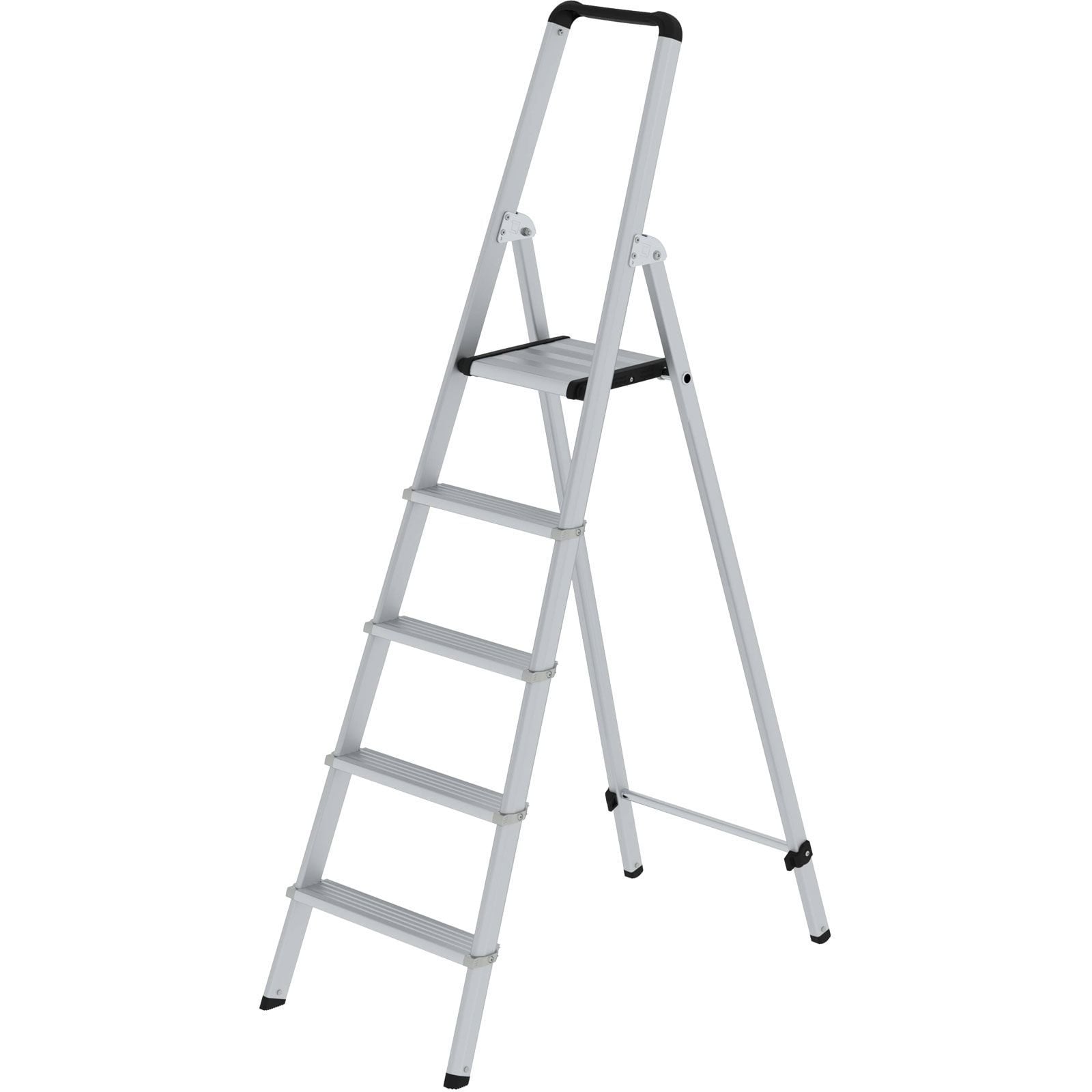 Günzburger Steigtechnik ML Stufen-Stehleiter einseitig begehbar Aluminium eloxiert 5 Stufen - 011255