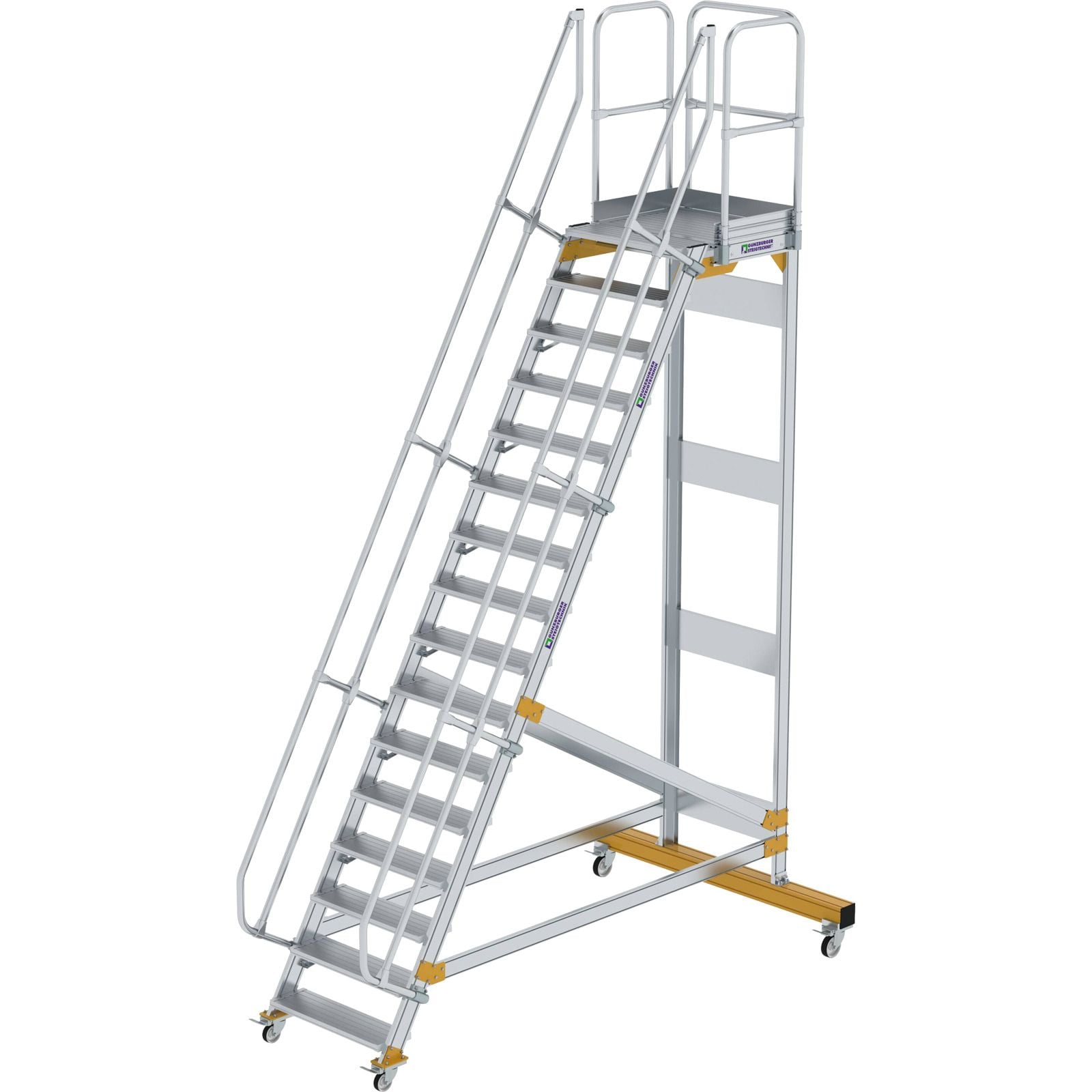 Günzburger Steigtechnik Plattformtreppe 60° fahrbar Stufenbreite 0,8 m 16 Stufen - 600736
