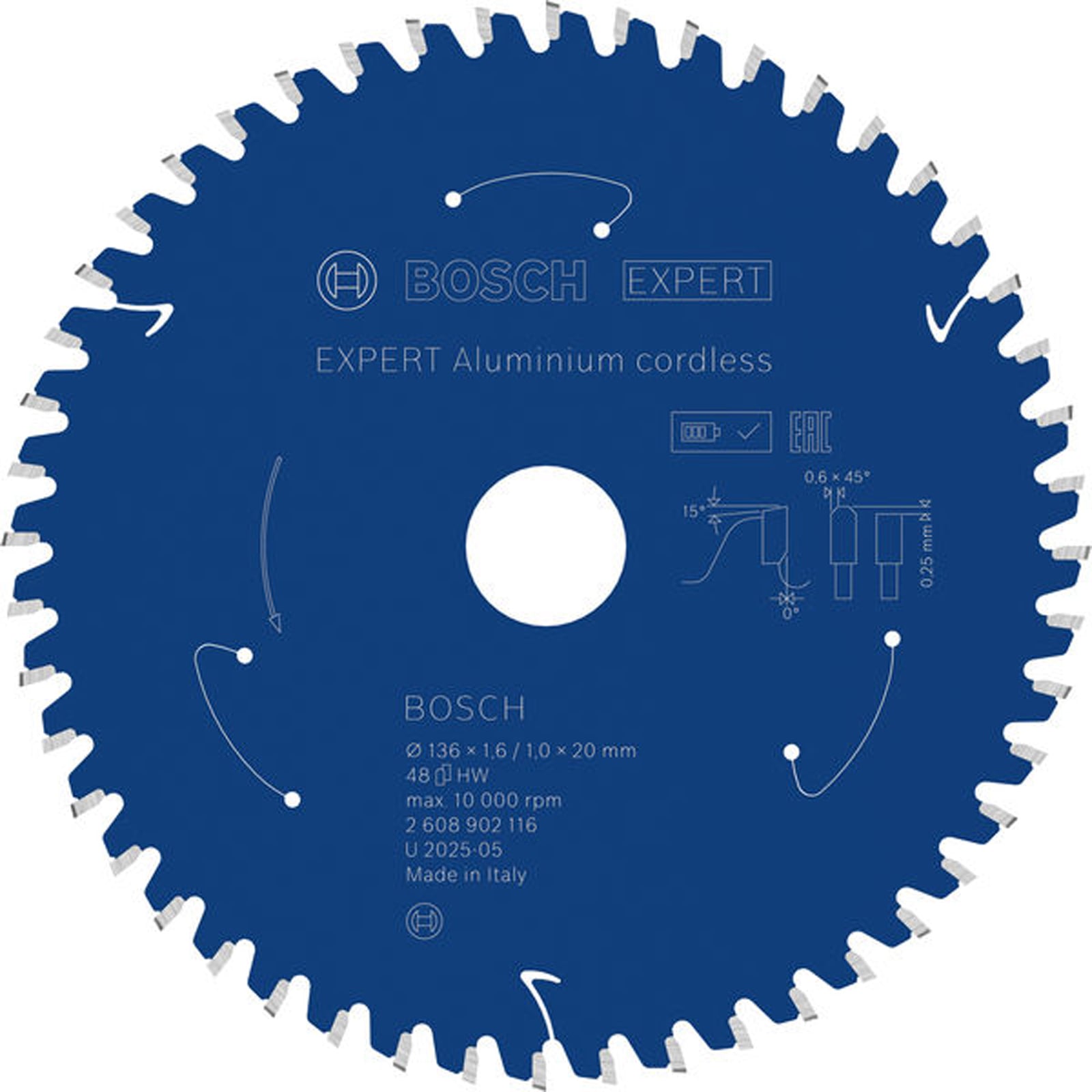Bosch EXPERT Aluminium Kreissägeblatt 136x20 mm Z48 - 2608902116