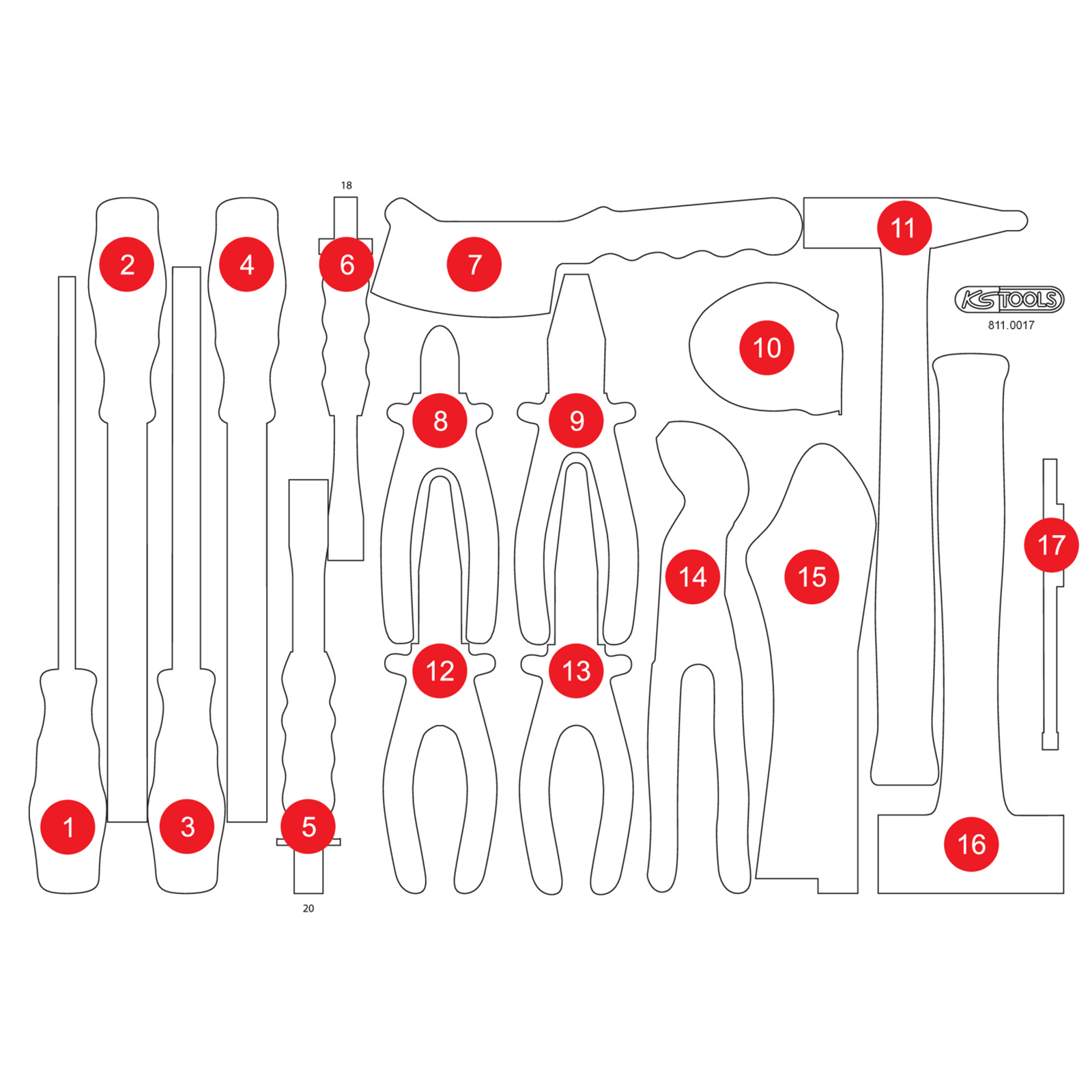 KS TOOLS leere Schaumstoffeinlage zu 811.0017 - 811.0017-97