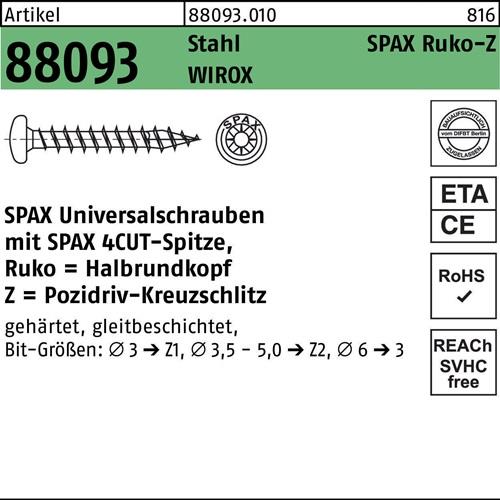 Schraube R 88093 Ruko Spitze/PZ 4,5x16/14-Z Stahl galv.verz. WIROX 1000St. SPAX