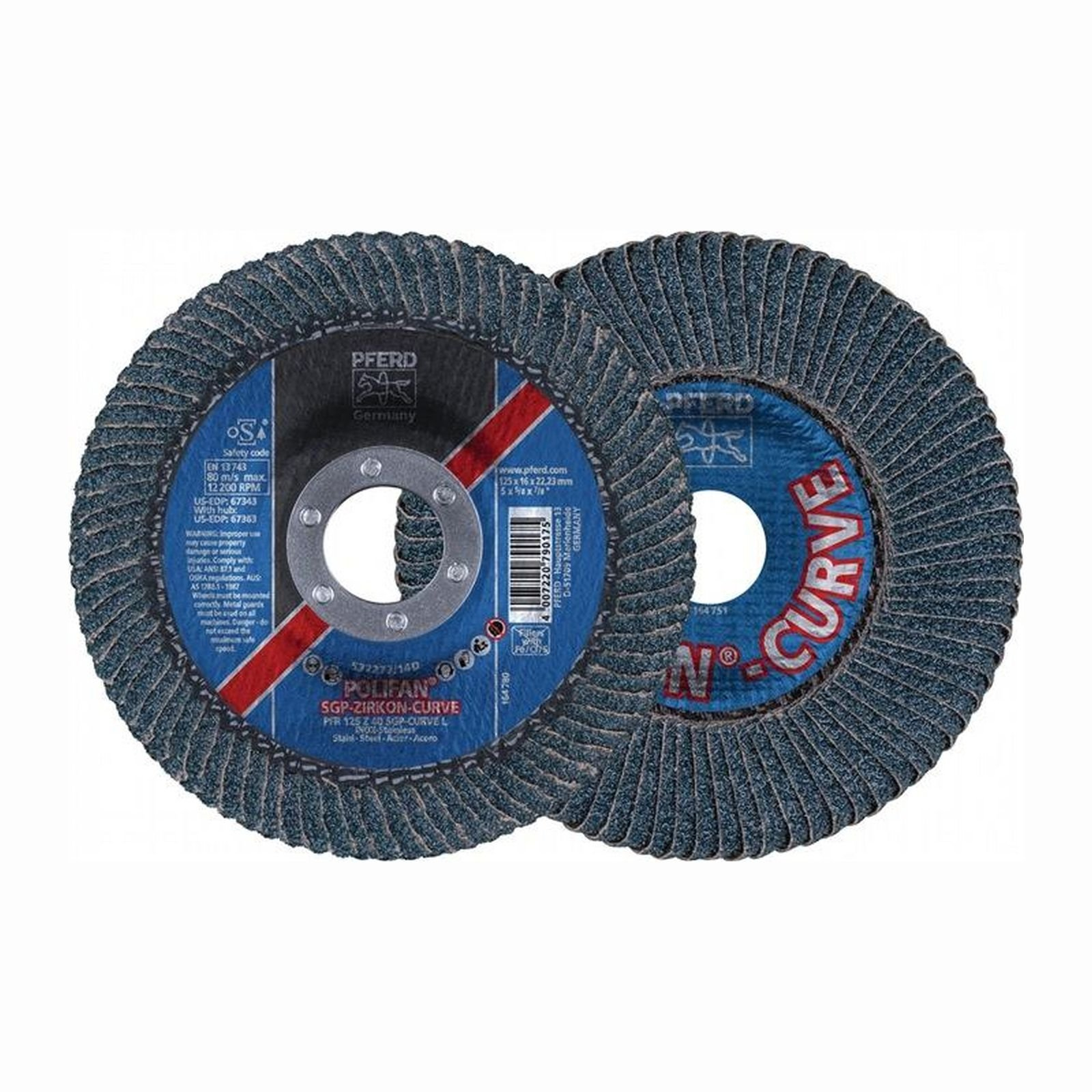 PFERD 10x Fächerscheibe POLIFAN Z SGP CURVE STEELOX Ø 125 mm Körnung 40 konisch