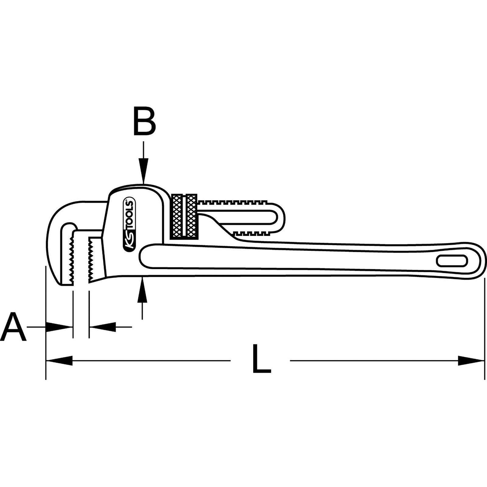 KS TOOLS Stahl-Einhand-Rohrzange 450 mm - 111.3520