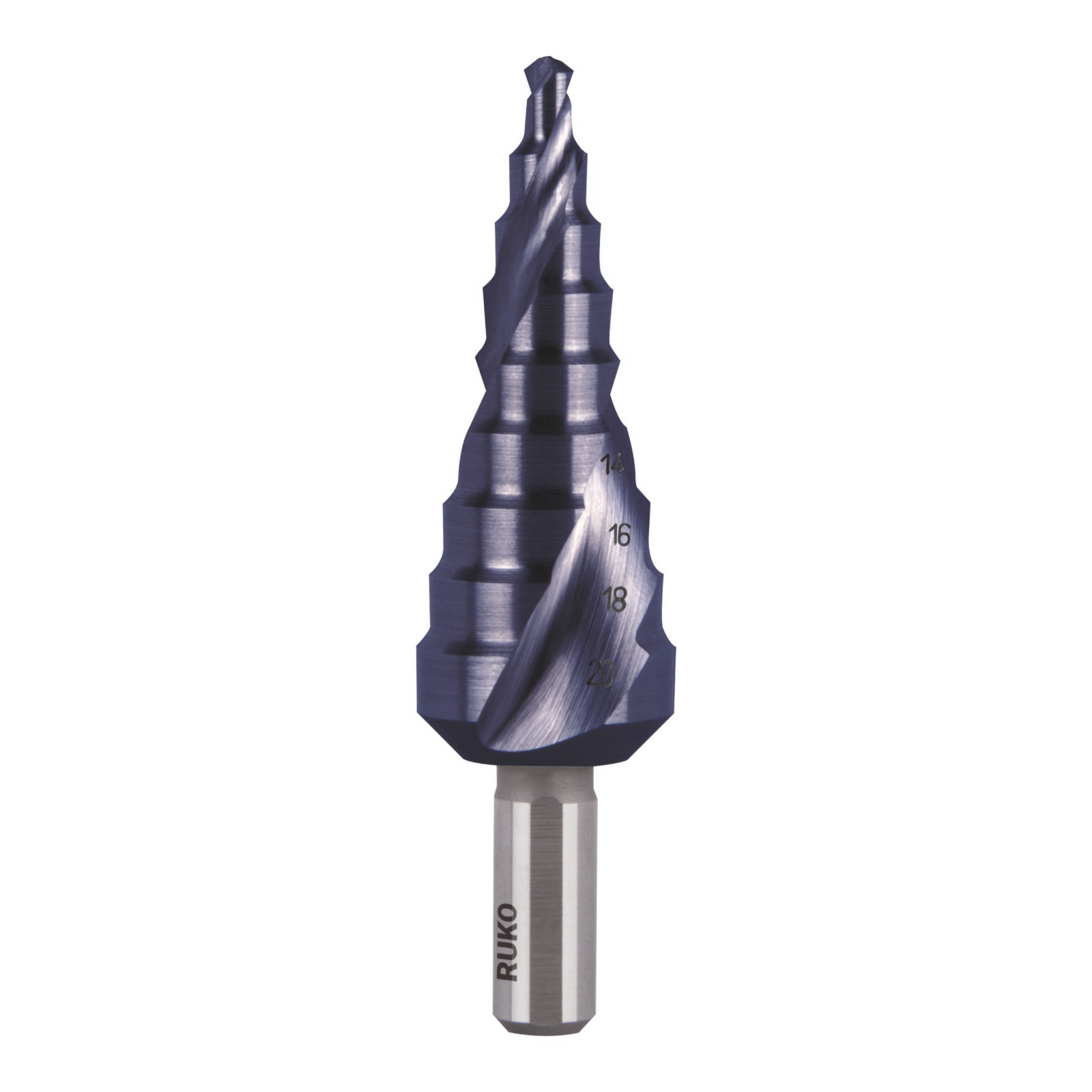 RUKO Stufenbohrer HSS-TiAlN, spiralgenutet mit Kreuzanschliff - 101051F