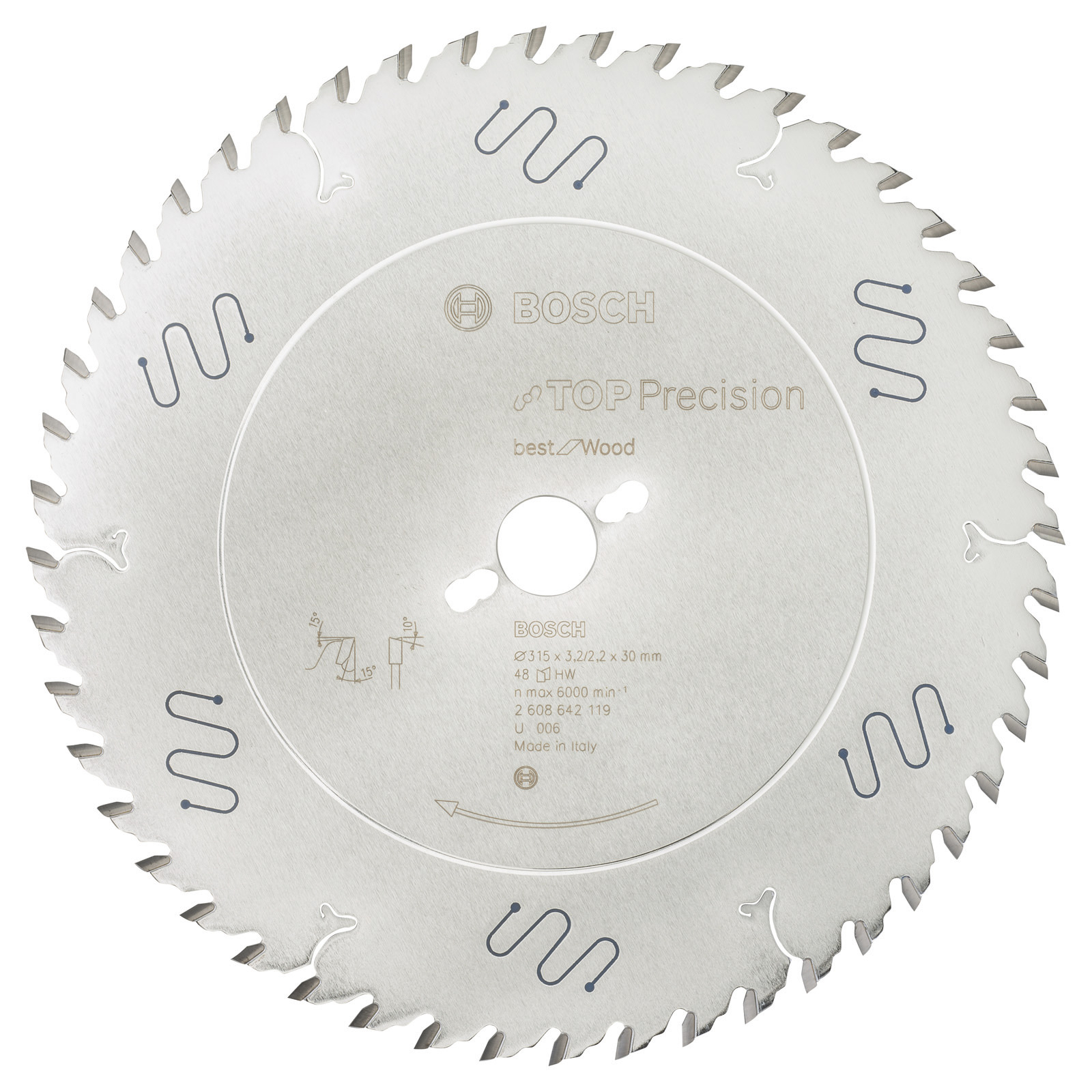 Bosch Kreissägeblatt Top Precision Best for Wood, 315 x 30 x 3,2 mm, 48 - 2608642119