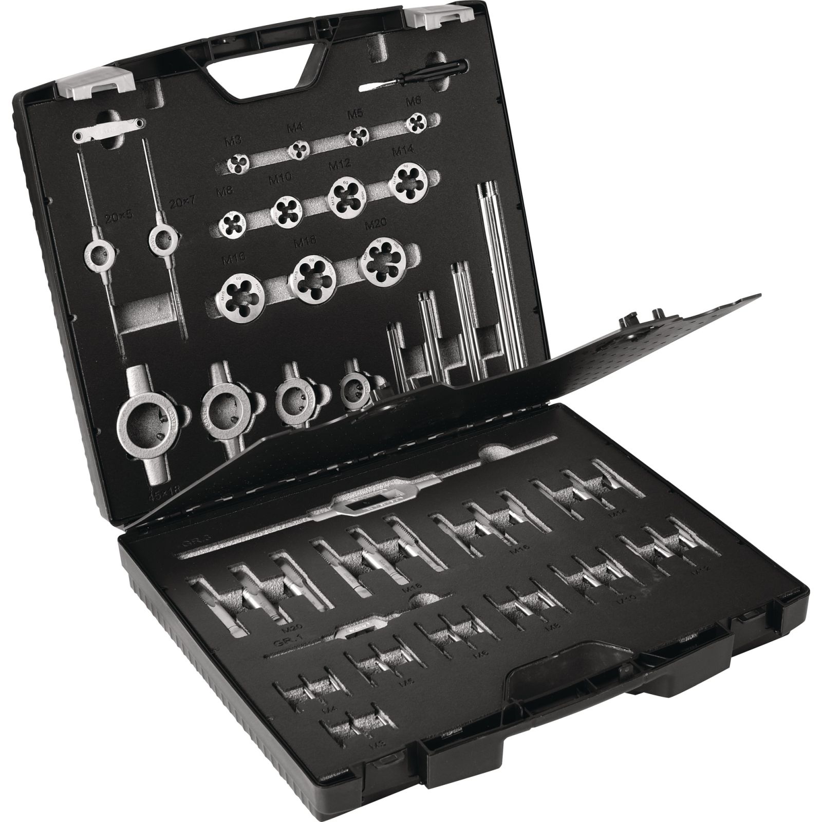 Gewindeschneidzeugsatz M3-M20 54tlg.HSS Ku.-Kass.TECWERK