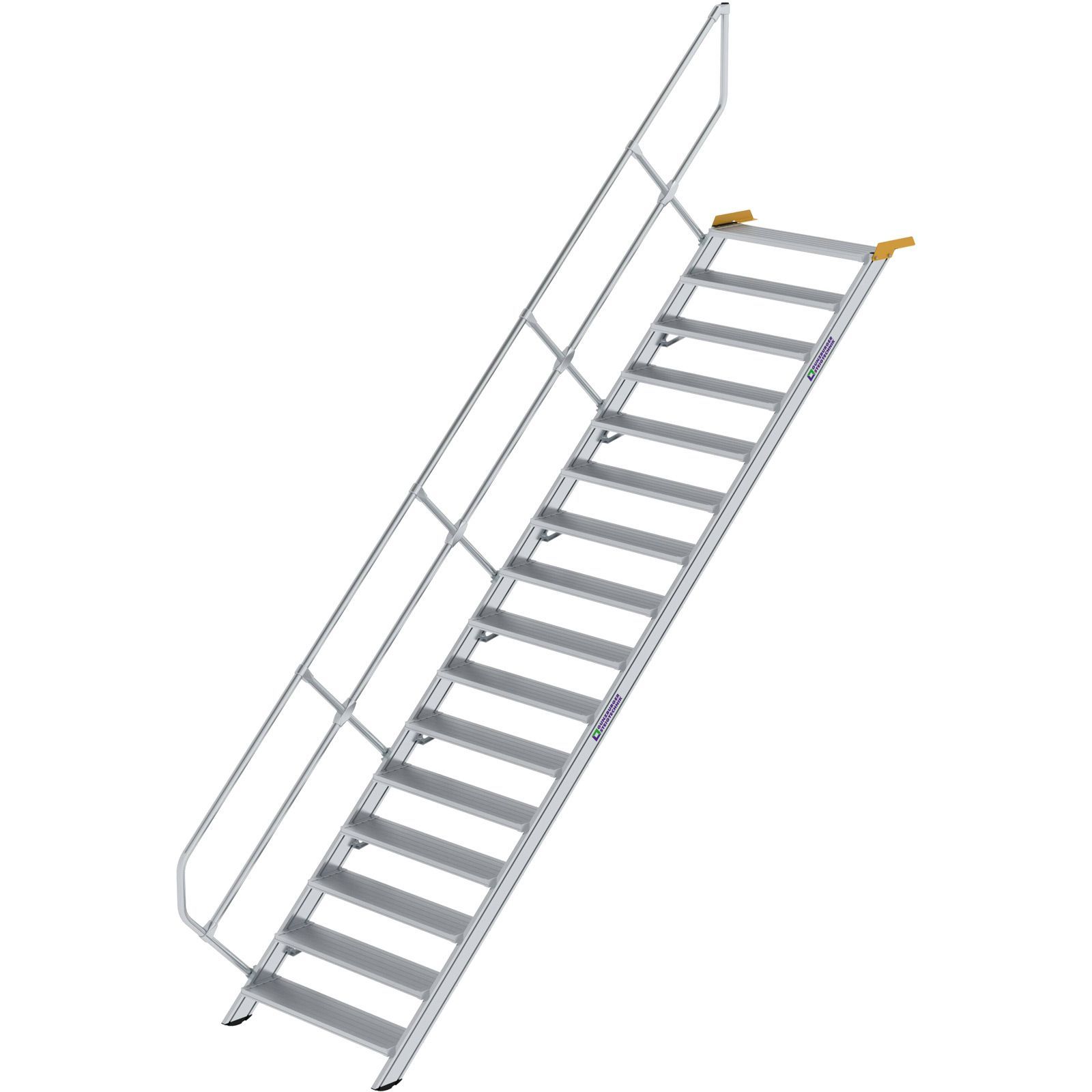 Günzburger Steigtechnik Treppe 45° Stufenbreite 1.000 mm 16 Stufen Aluminium geriffelt - 600356