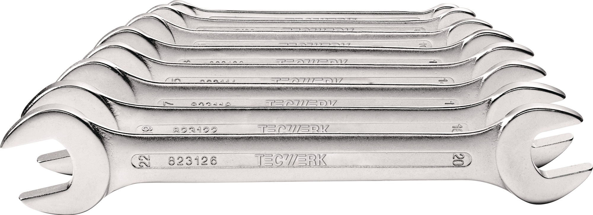 Doppelmaulschlüsselsatz 8-tlg.SW6-22mm CV-Stahl verchr.TECWERK