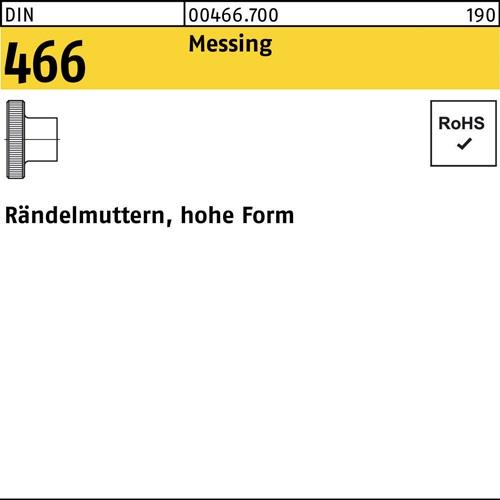 Rändelmutter DIN 466 hohe FormM6 Messing 50 Stück