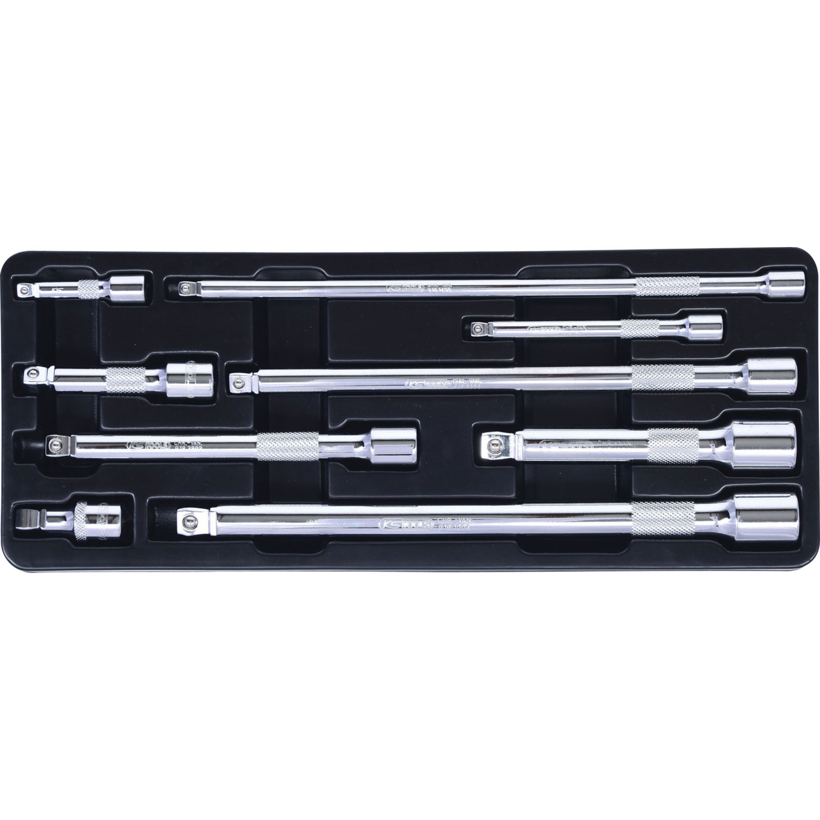 KS TOOLS 1/4"+3/8"+1/2" CHROMEplus Kipp-Verlängerungs-Satz 9tlg. - 918.0009