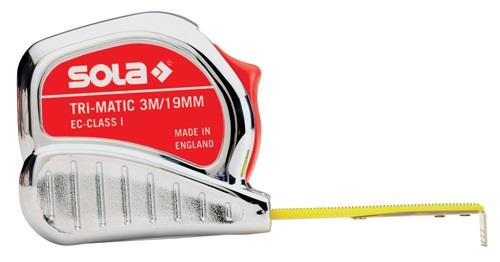 SOLA Taschenrollbandmaß TRI-MATIC L.8m B.25mm mm/cm EG I Ku.Stopptaste - 50023401