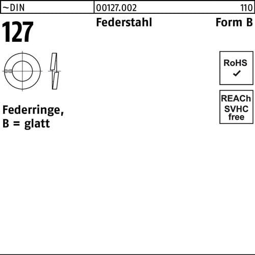 Federring DIN 127 B 7 Federstahl 100 Stück