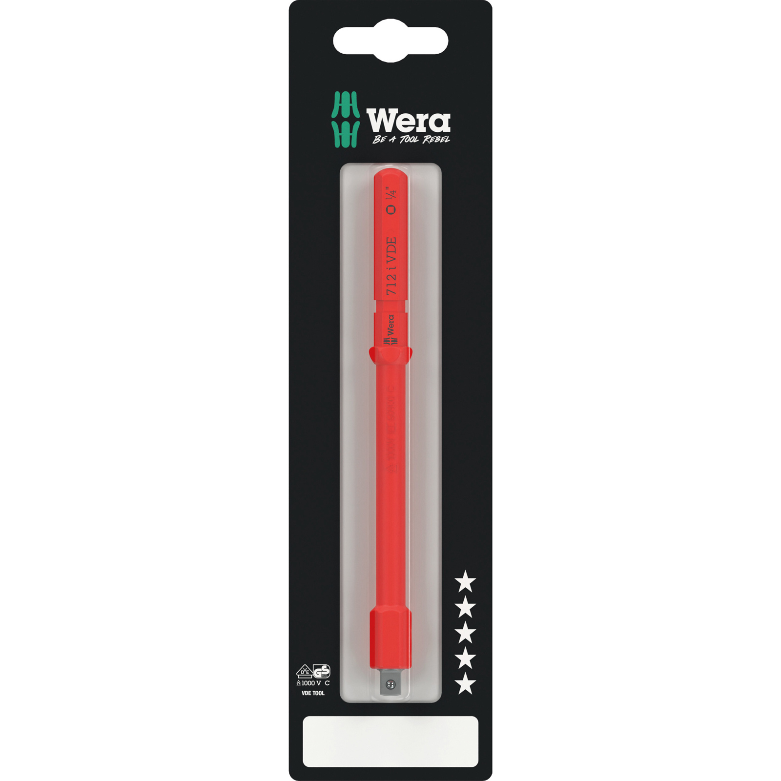 Wera Kraftform Kompakt A VDE 712 i SB Adapterklinge, isoliert, für 1/4" Steckschlüsseleinsätze - 05073702001