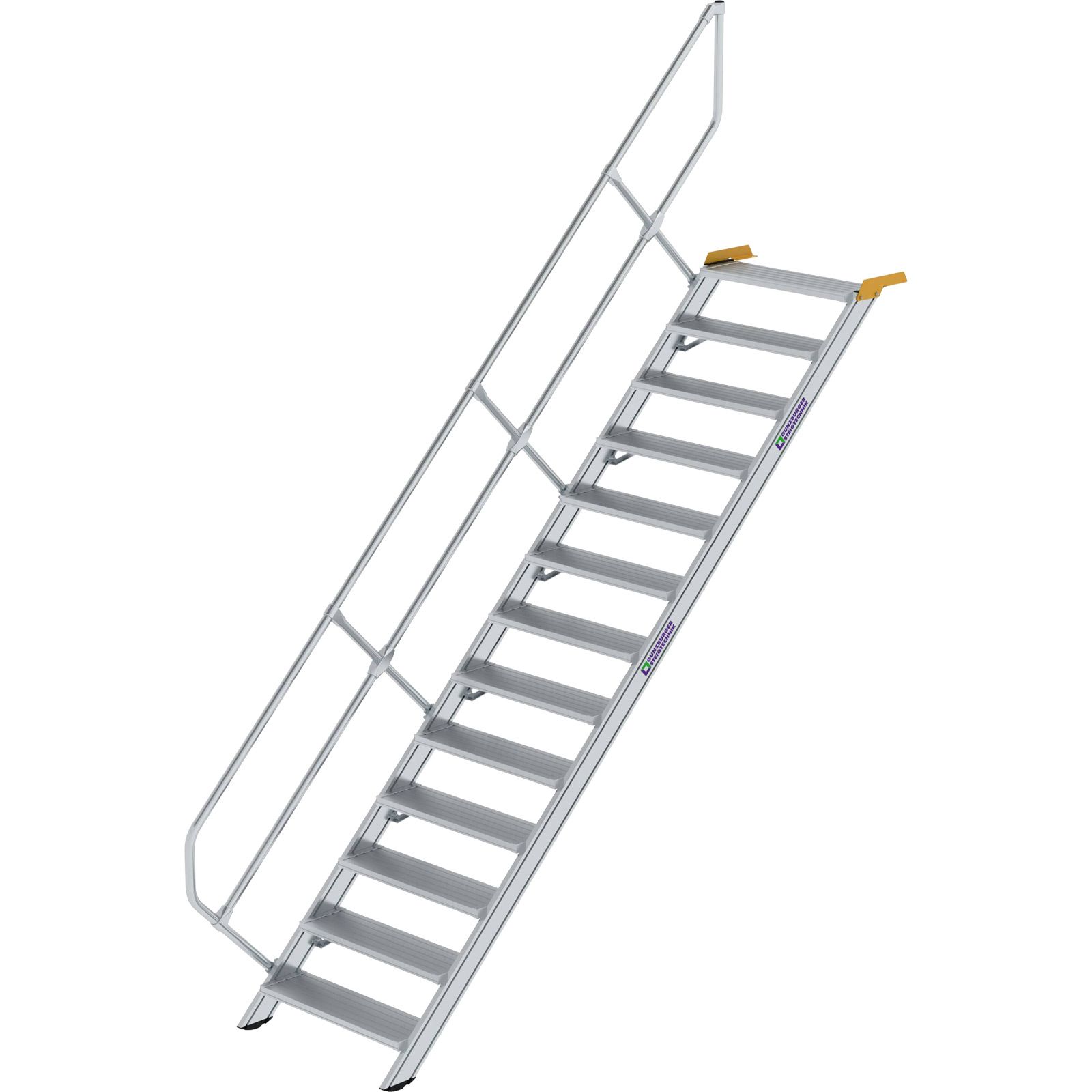 Günzburger Steigtechnik Treppe 45° Stufenbreite 800 mm 13 Stufen Aluminium geriffelt - 600273
