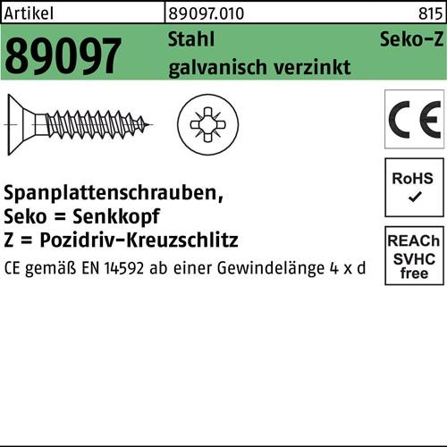 Spanplattenschraube R 89097 SEKO PZ VG 3,5x50-Z Stahl galv.verz. 500St.