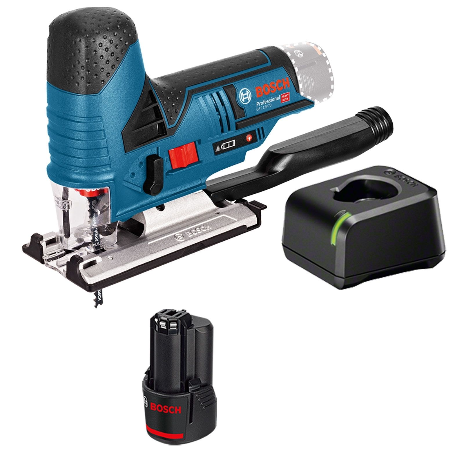 Bosch Akku-Stichsäge GST 12V-70 / 1x 2,0 Ah Akku + Ladegerät 