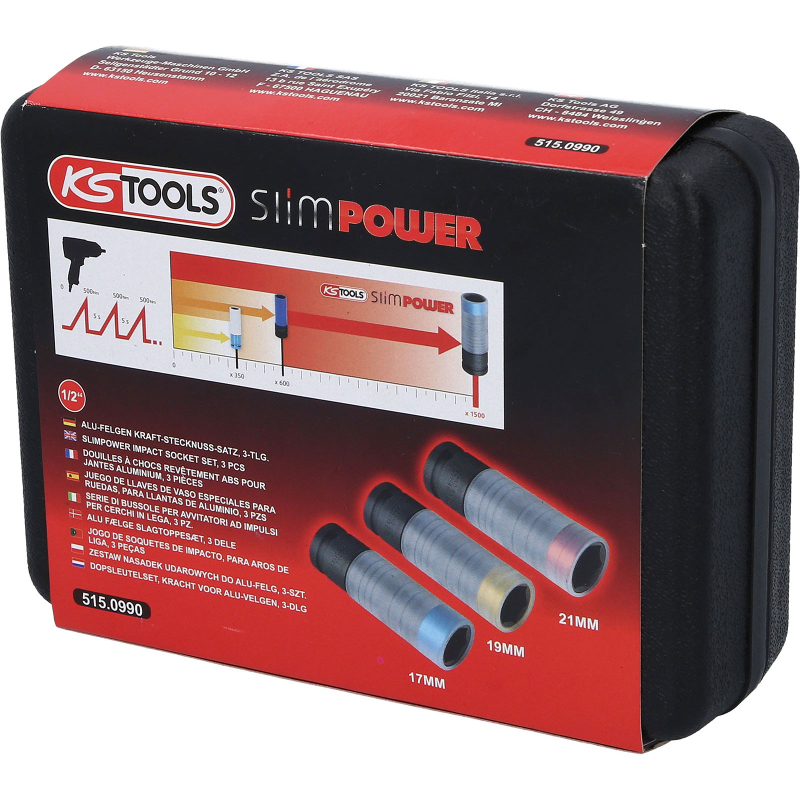 KS TOOLS SlimPOWER Impact-Stecknuss-Satz 3tlg. 1/2" - 515.0990