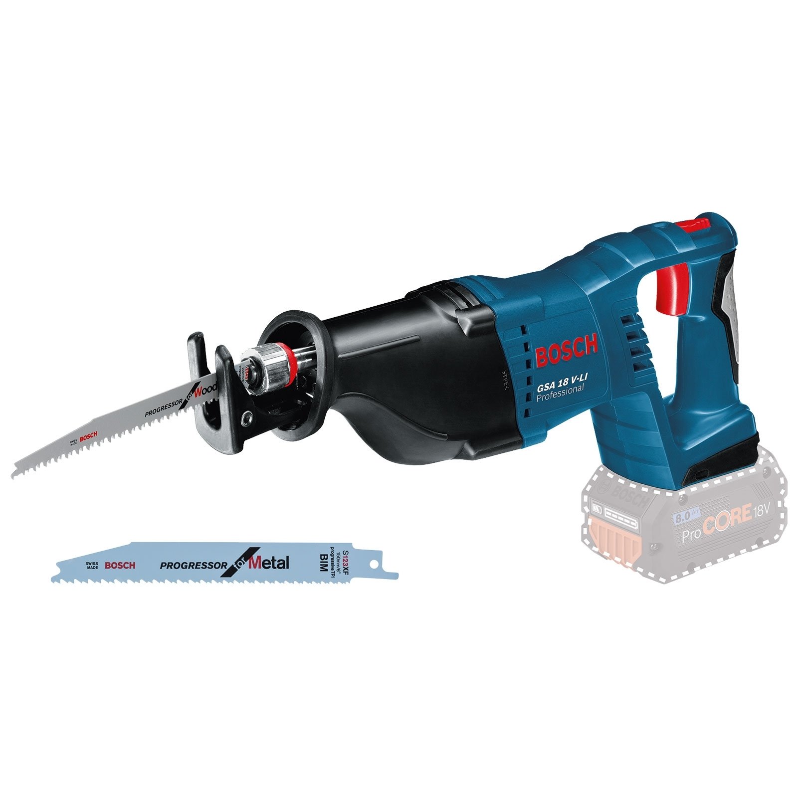 Bosch Akku-Säbelsäge GSA 18V-LI Solo inkl. Zubehör-Set - 060164J000