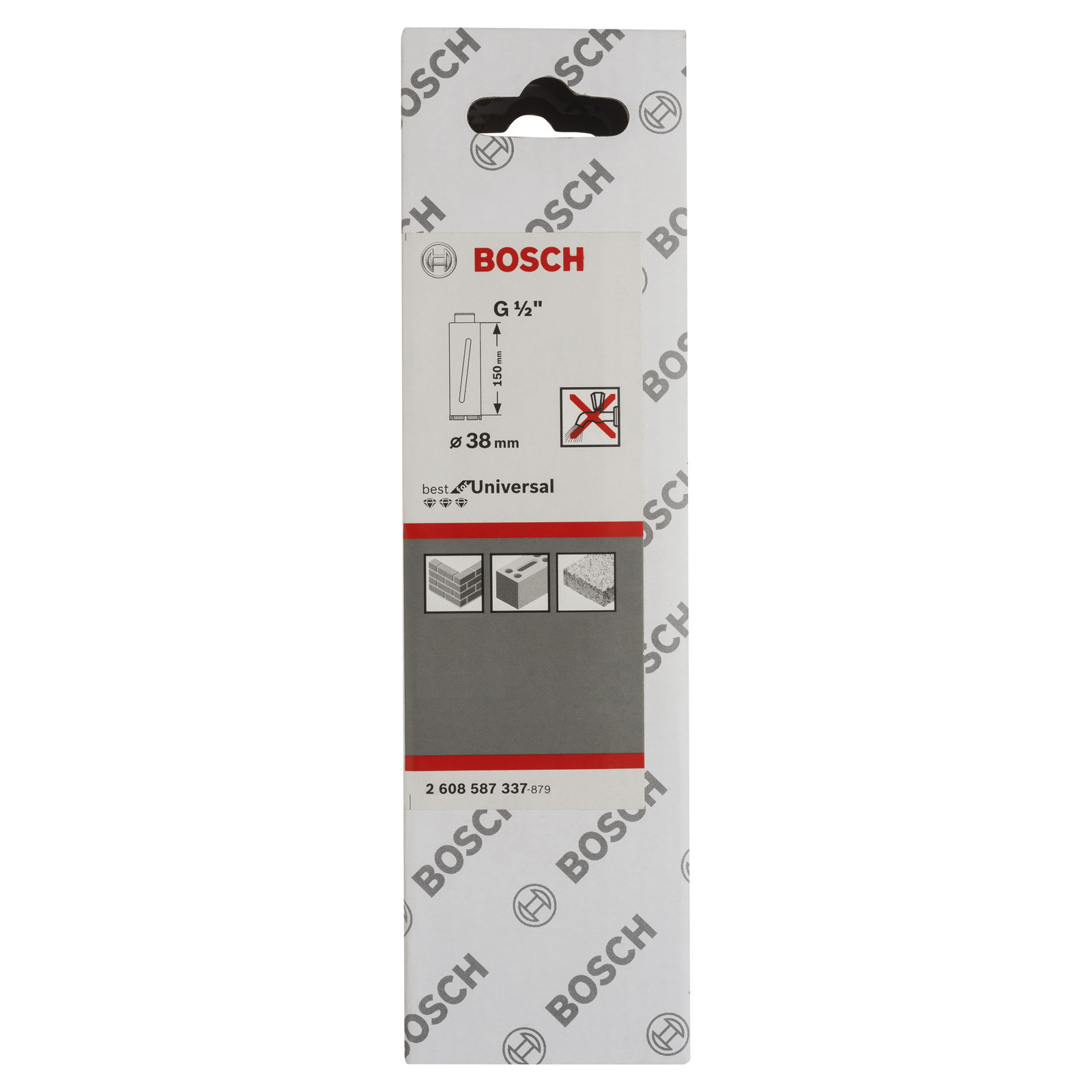 Bosch Diamanttrockenbohrkrone G 1/2 Standard for Universal 38 mm 150 mm 3 Segmente 7 mm - 2608587337