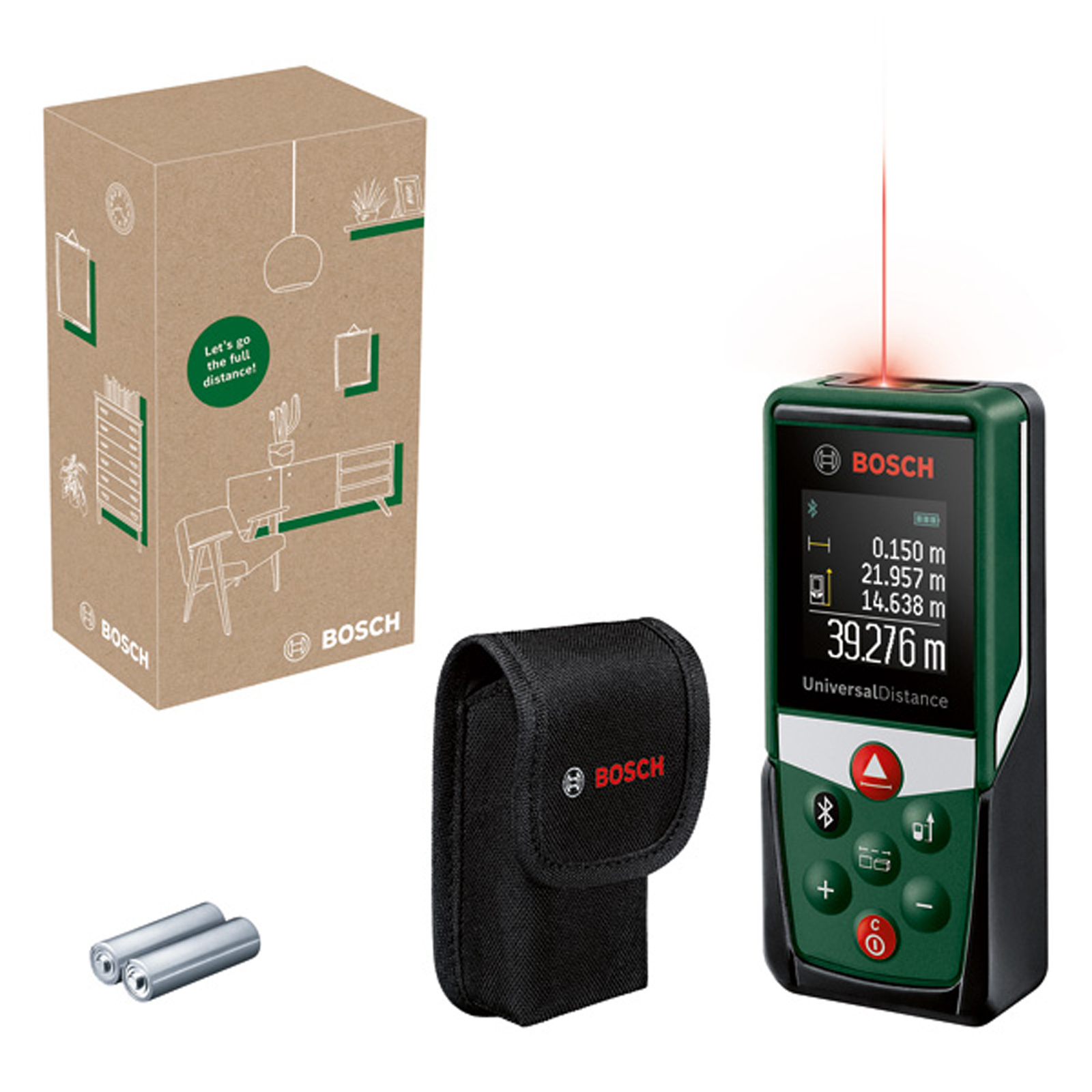 Bosch Digitaler Laser-Entfernungsmesser UniversalDistance 40C / 2x Batt. 1,5V LR03 in Aufbewahrungshülle - 06036721Z0