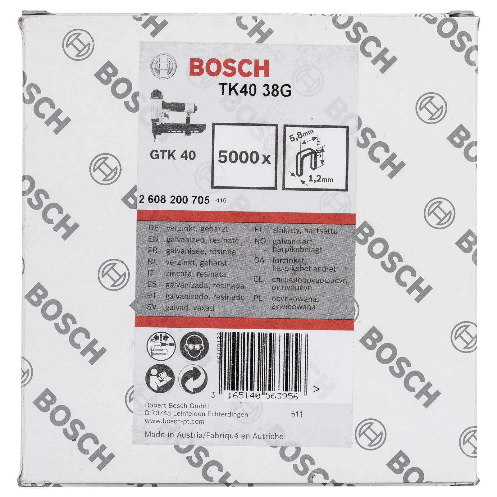 Bosch Klammer TK40 40G, 1,2 mm, 40 mm, verzinkt -2608200705