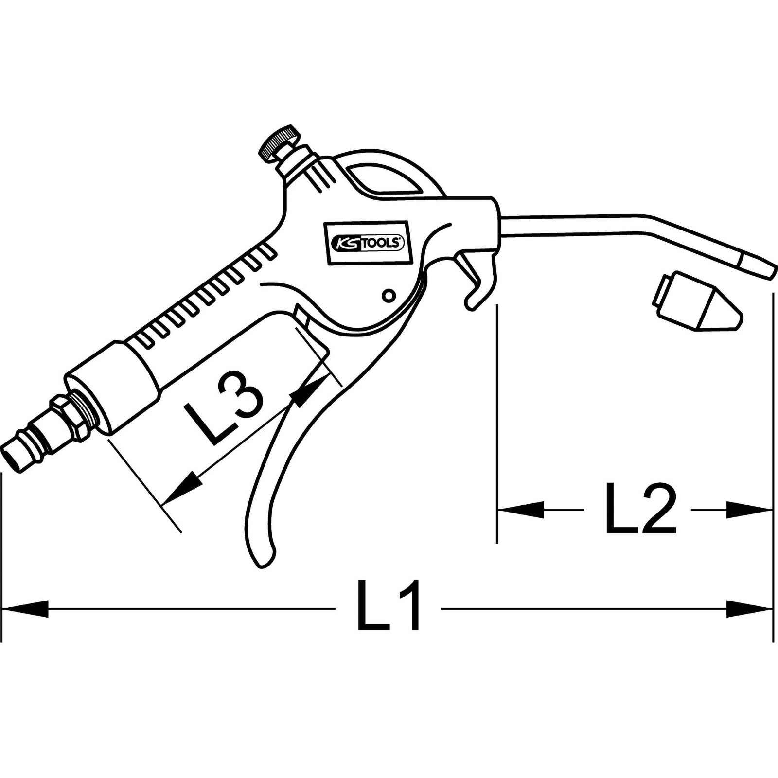 KS TOOLS Druckluft-Ausblaspistole mit Durchflussregulierung - 515.1901