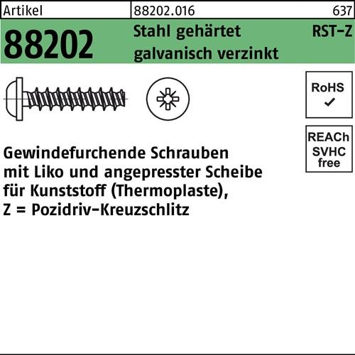 Gewindefurchendeschraube R 88202 Liko PZ 5x16-Z Stahl gehärtet galv.verz. 500St.